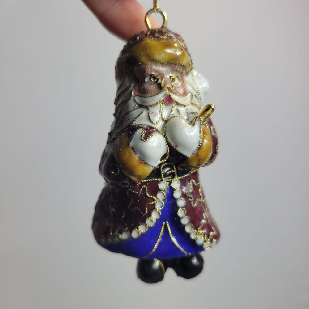 Handcrafted Ceramic Santa Claus Ornament With‎ Gold Detailing & Beaded Accents M